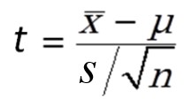 Formula for finding t-value