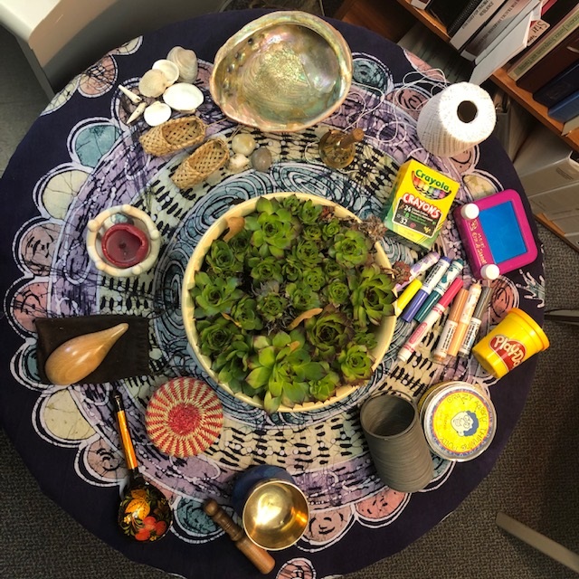 Centerpiece with various objects